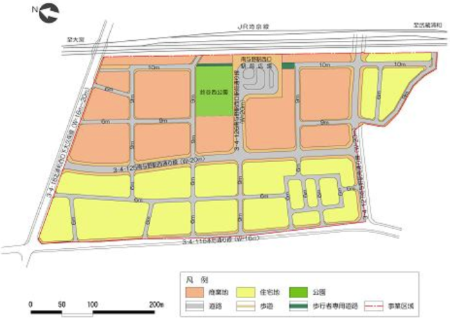 南与野駅周辺で進んでいる再開発の範囲②