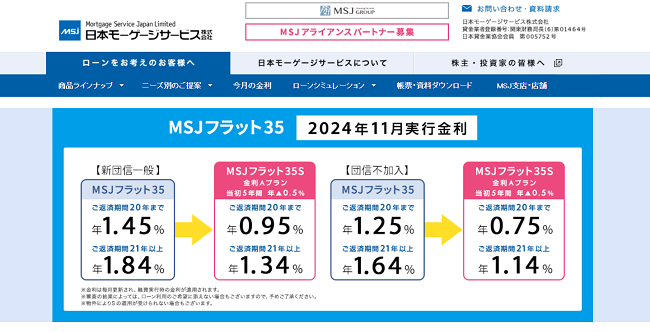 日本モーゲージサービス「MSJフラット35」202411