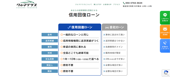 クルマテラスのWeb申込の流れ 1】公式HPにアクセスする