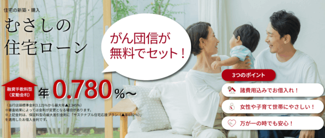 武蔵野銀行住宅ローン【審査が甘い地方銀行住宅ローン2】 (1)