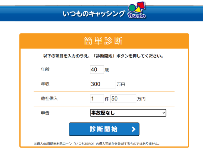 いつものキャッシング簡単診断【写真1】