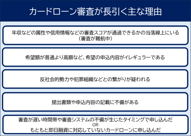 カードローン審査が長引く主な理由