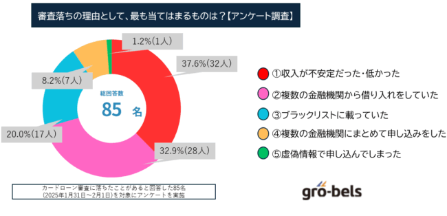 カードローン審査落ちの理由として、最も当てはまるものは？【アンケート調査】