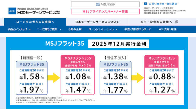 日本モーゲージサービス「MSJフラット35」