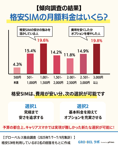 格安SIMにかかっている月額料金調査